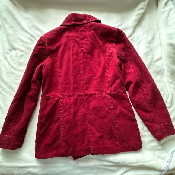 Bass Cranberry Red Vintage Y2K Cotton Corduroy Double Breasted Blazer Womens Med - Picture 10 of 11